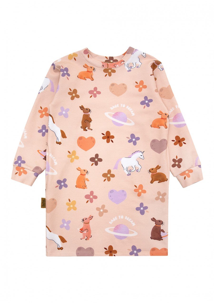 Sweater dress with allover unicorn print FW24124