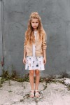 Dress white with dog and cat print SS19110