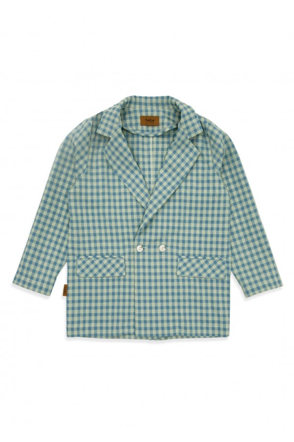 Jacket cotton with green check print SS24049