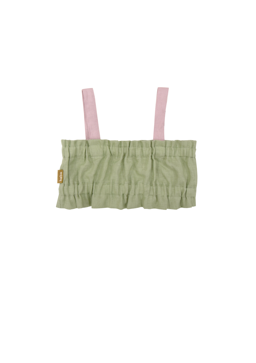 Top light green linen with pink straps SS23213L