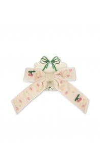 Velvet bow pearly hair clip