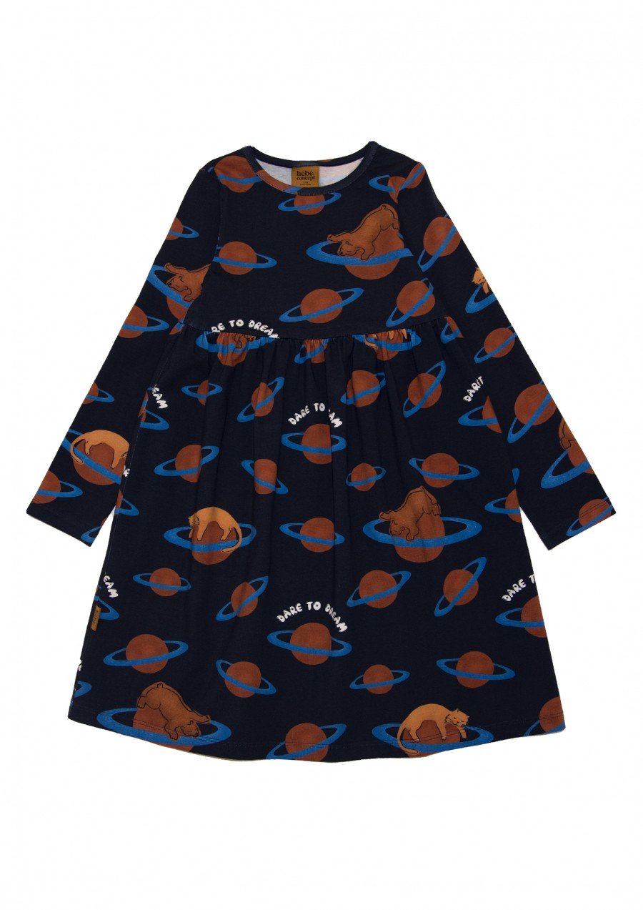 Dress with allover planet print FW24053