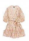Wrap dress with allover lilac flowers print for female SS24458