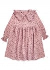 Muslin dress with collar and ruffles on the sleeves pink floral print 0005_F25134