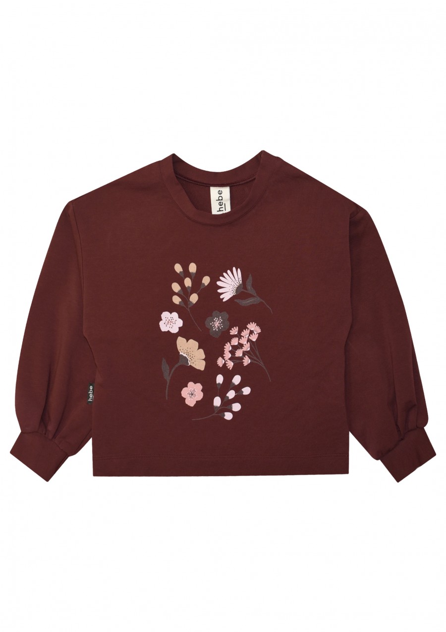 Sweater dark red with floral print FW21205L