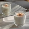 Ruffled Glass Jar Candle AMBER RG008