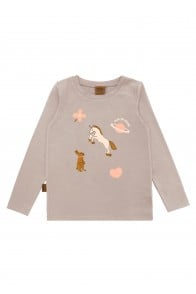 Top beige with unicorn print