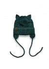 Hat green merino wool with ears FW25050