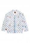 Jacket with blue checkers allover print 0147_S25205