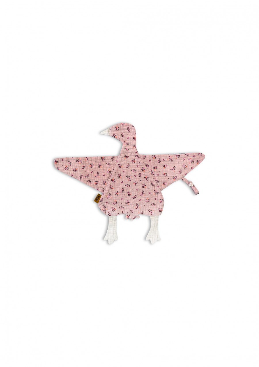 Small muslin cuddle cloth with a string for a pacifie pink floral print 0053_F25127