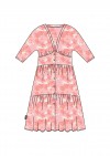 Dress pink flower print with sleeves SS21138L