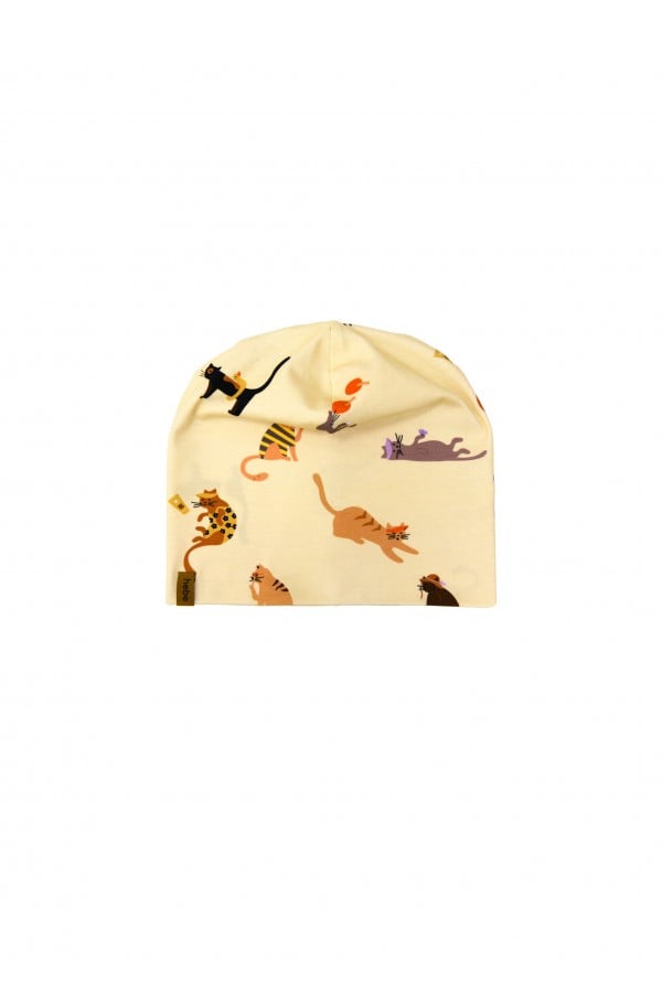 Hat yellow with cats print SS24052