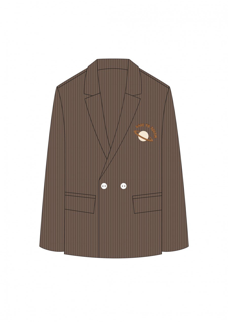 Jacket taupe corduroy with planet embroidery FW24093