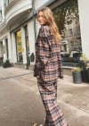 Wide pants brown checkered flanel FW24200