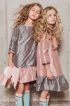 Exclusive dress soft pink with light grey ruffle FW19145