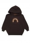 Kids hoodie sweater chocolate brown with a rainbow AY24192