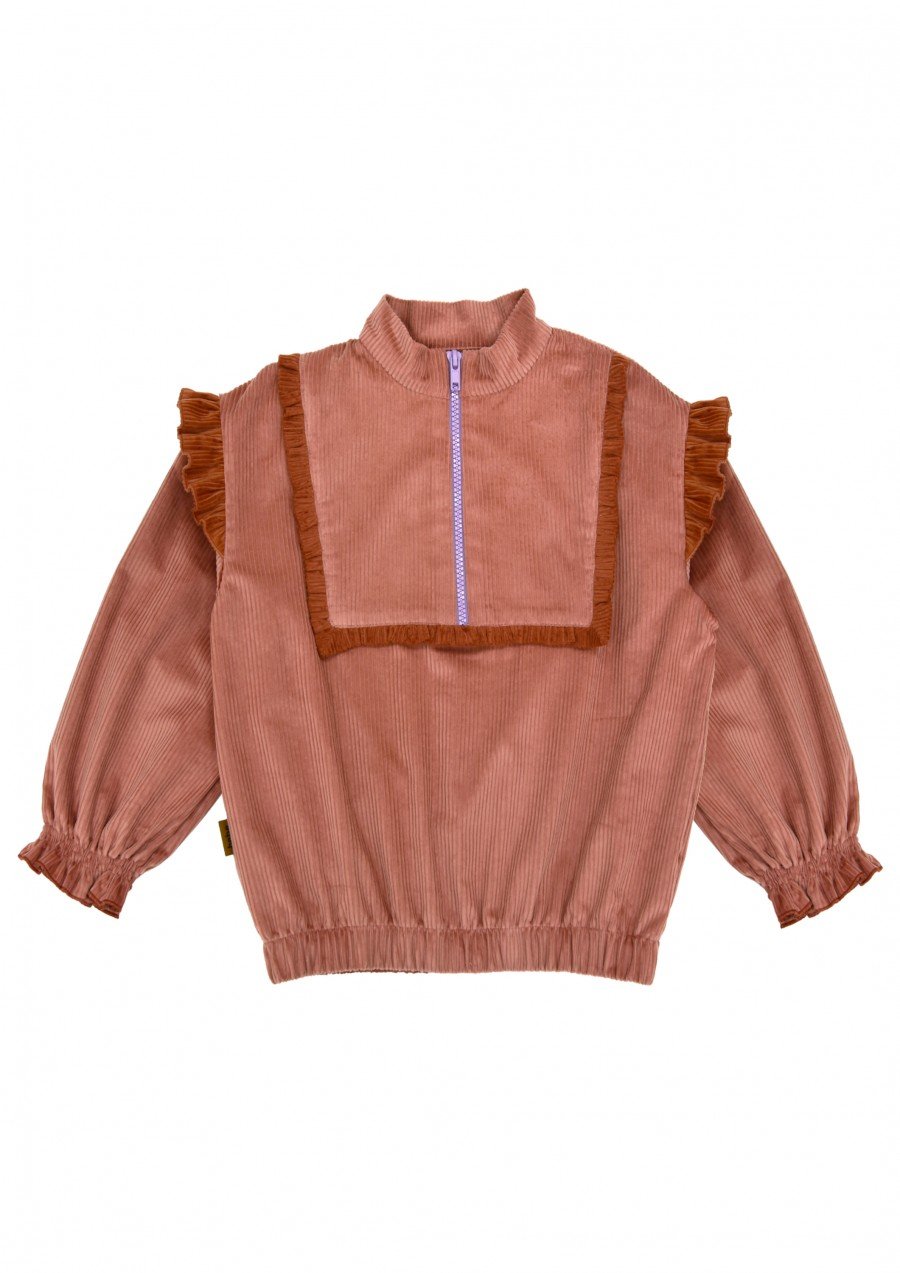 Blouse pink corduroy with zipper FW23106L