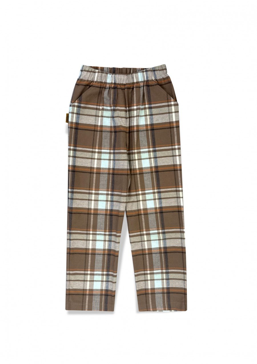 Pants flanel with pockets  brown/blue checkers 0113_F25098 Pants flanel with pockets  brown/blue checkers 0113_F25098