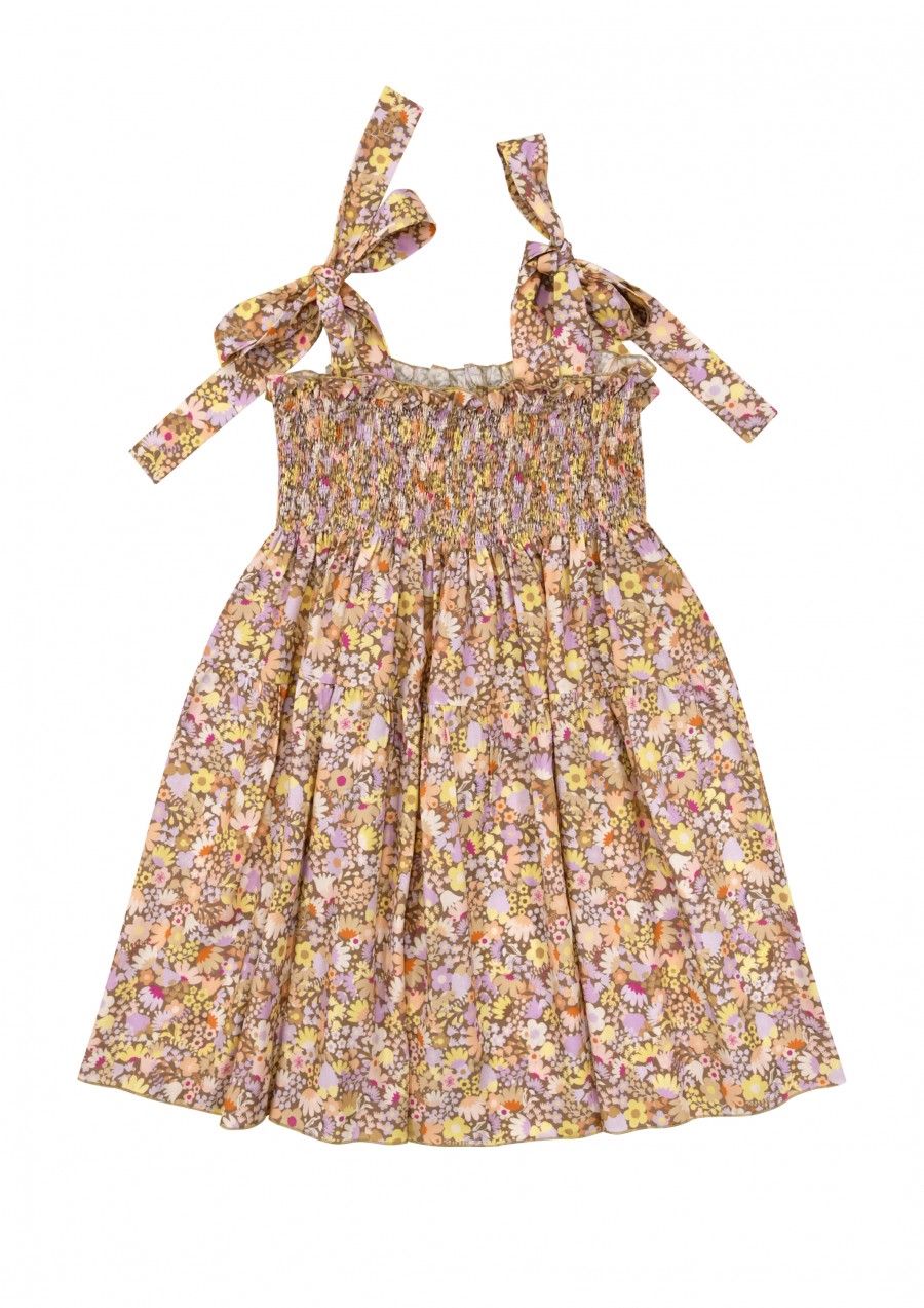 Dress with lilac floral print and straps SS23132L