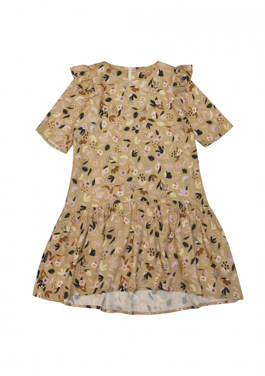 Dress with floral mustard print FW21046