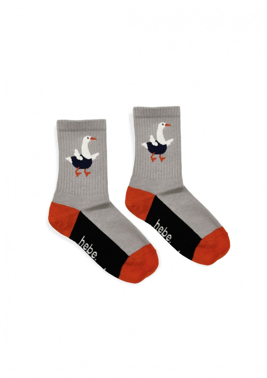 Socks grey with goose SS24335