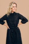 Dress black linen with buttons for female SS20111