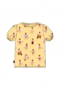 Top with yellow cat allover print