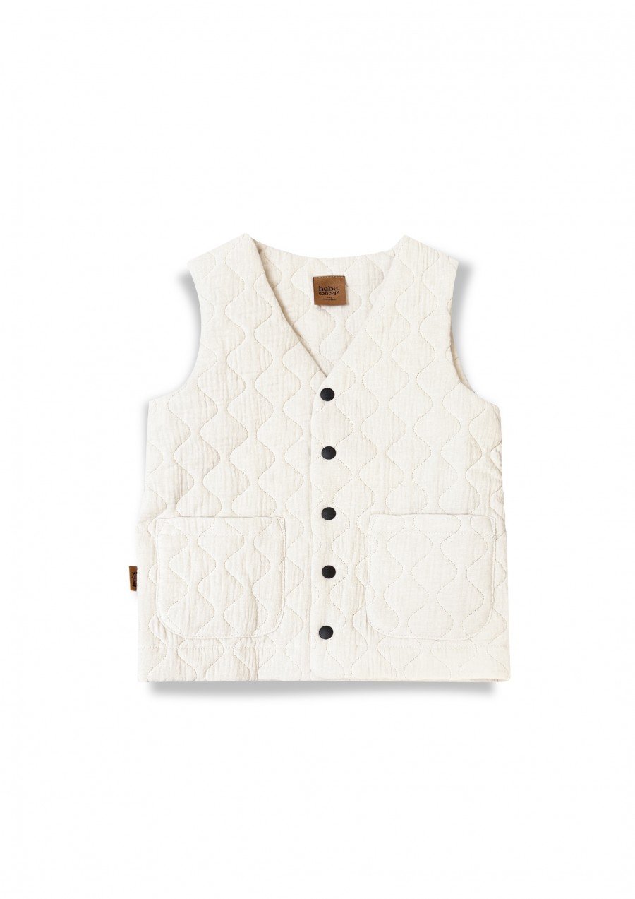 Vest creme quilted with pockets and buttons 0298_F25311