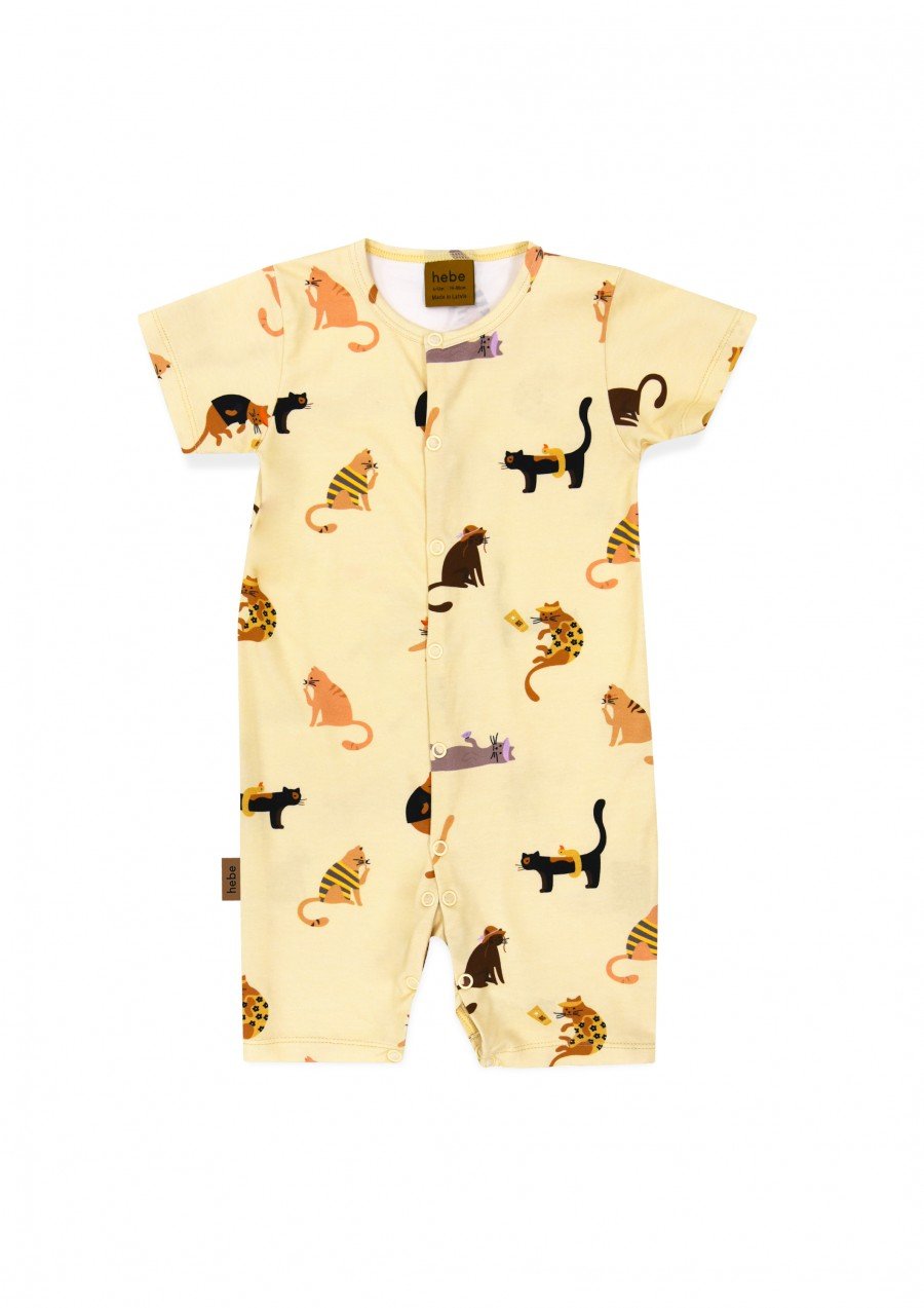 Romper yellow with cats print SS24059