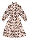 Dress with floral print on beige background for female FW22116