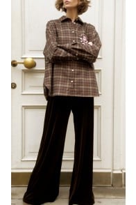 Dark brown velvet pants, long