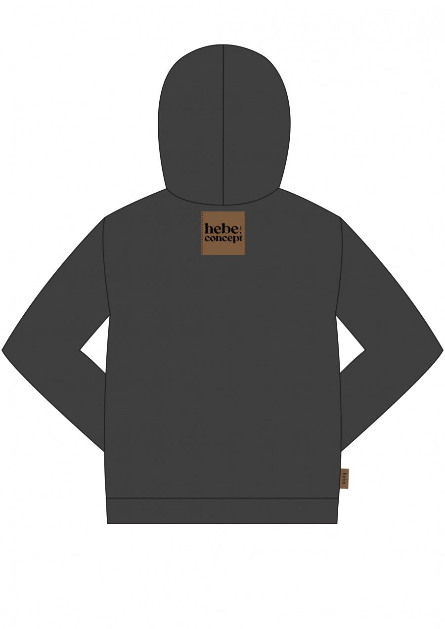 Hoodie warm dark grey with label on back unisex SS24356