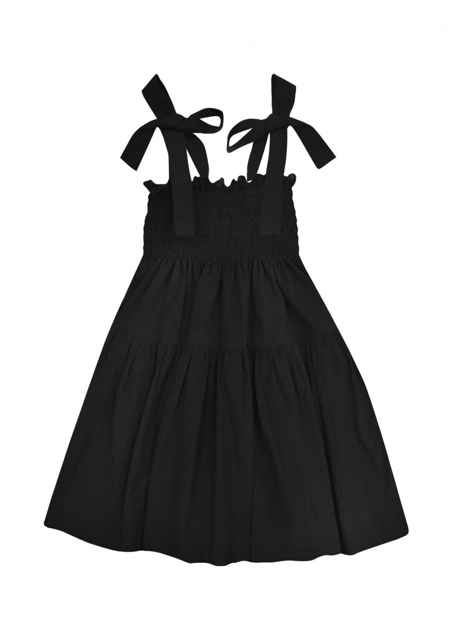 Dress dotted black with straps for female SS24548