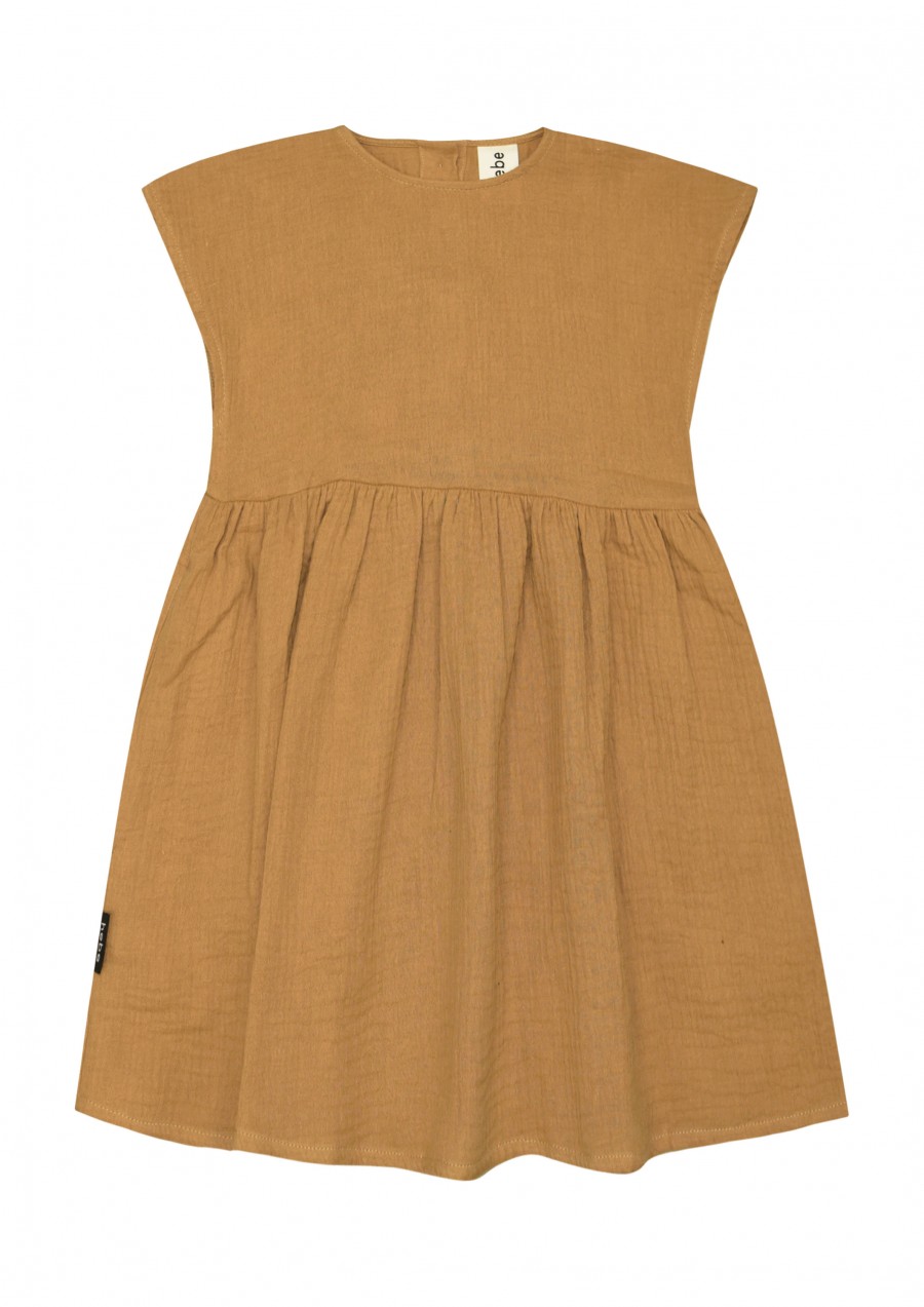 Dress light brown muslin for female SS21169