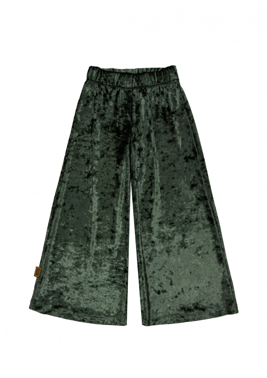 Pants wide festive green velvet FW24146