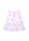 Blouse lilac with buttons and ruffle, Dalmatian print SS22252