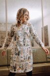 Sweaterdress white sweet home print for women FW20087