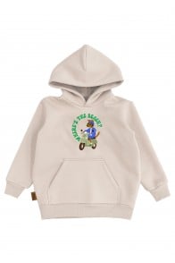 Hoodie light grey with dog print