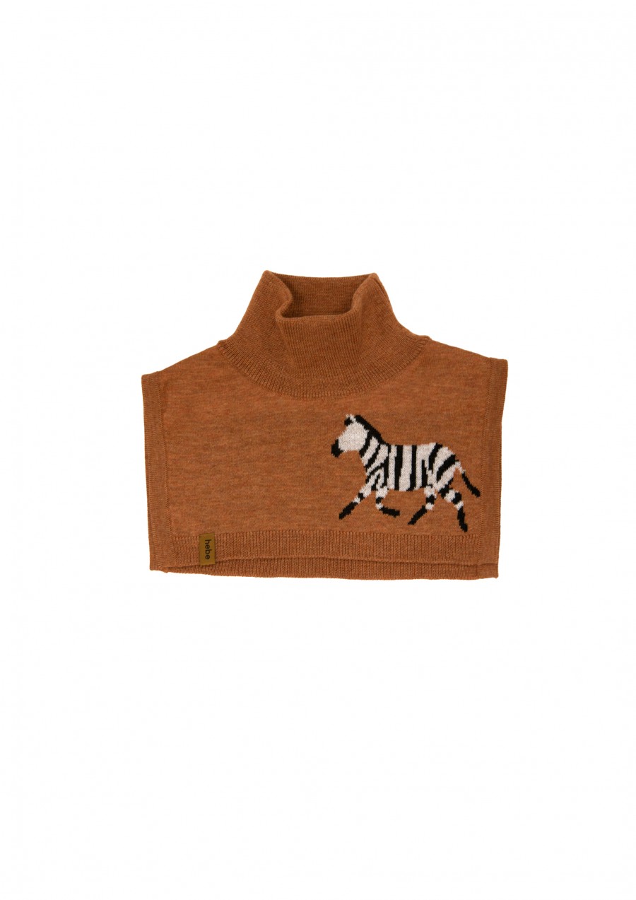 Bib brown merino wool with zebra FW23055