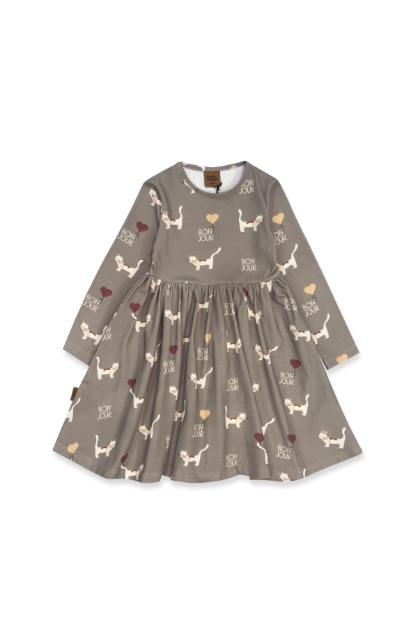 Dress grey with all-over cat print 0314_F25335