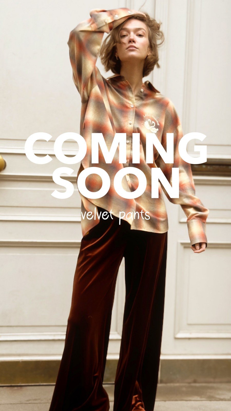 Amber brown velvet pants, long 0393_LM016
