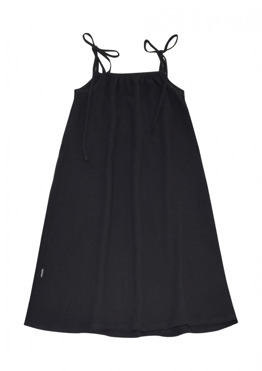 Dress black muslin with straps for female SS21256