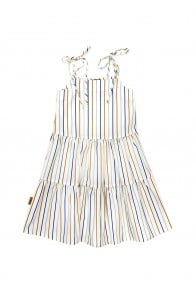 Dress cotton off-white with blue stripes print