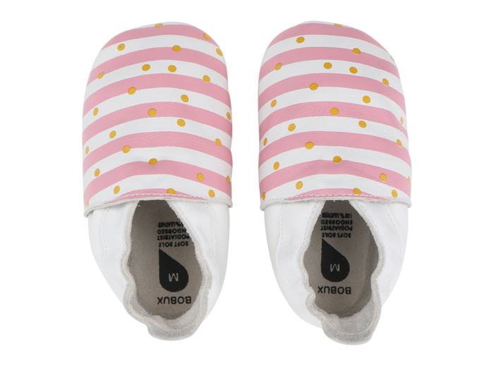 Soft Sole "Spots & Pink Stripes White 1000-025-02