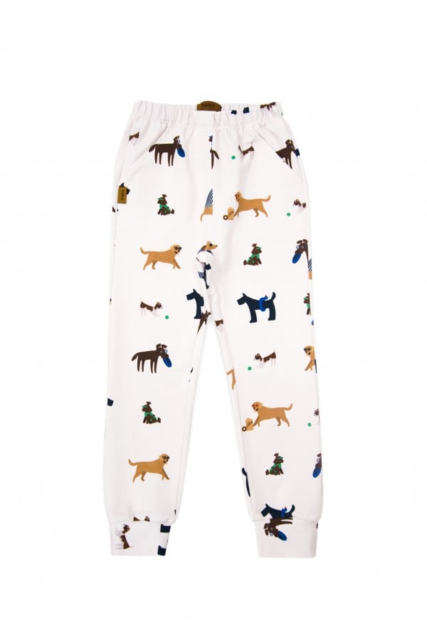 Pants off-white with dog print warm SS24236L