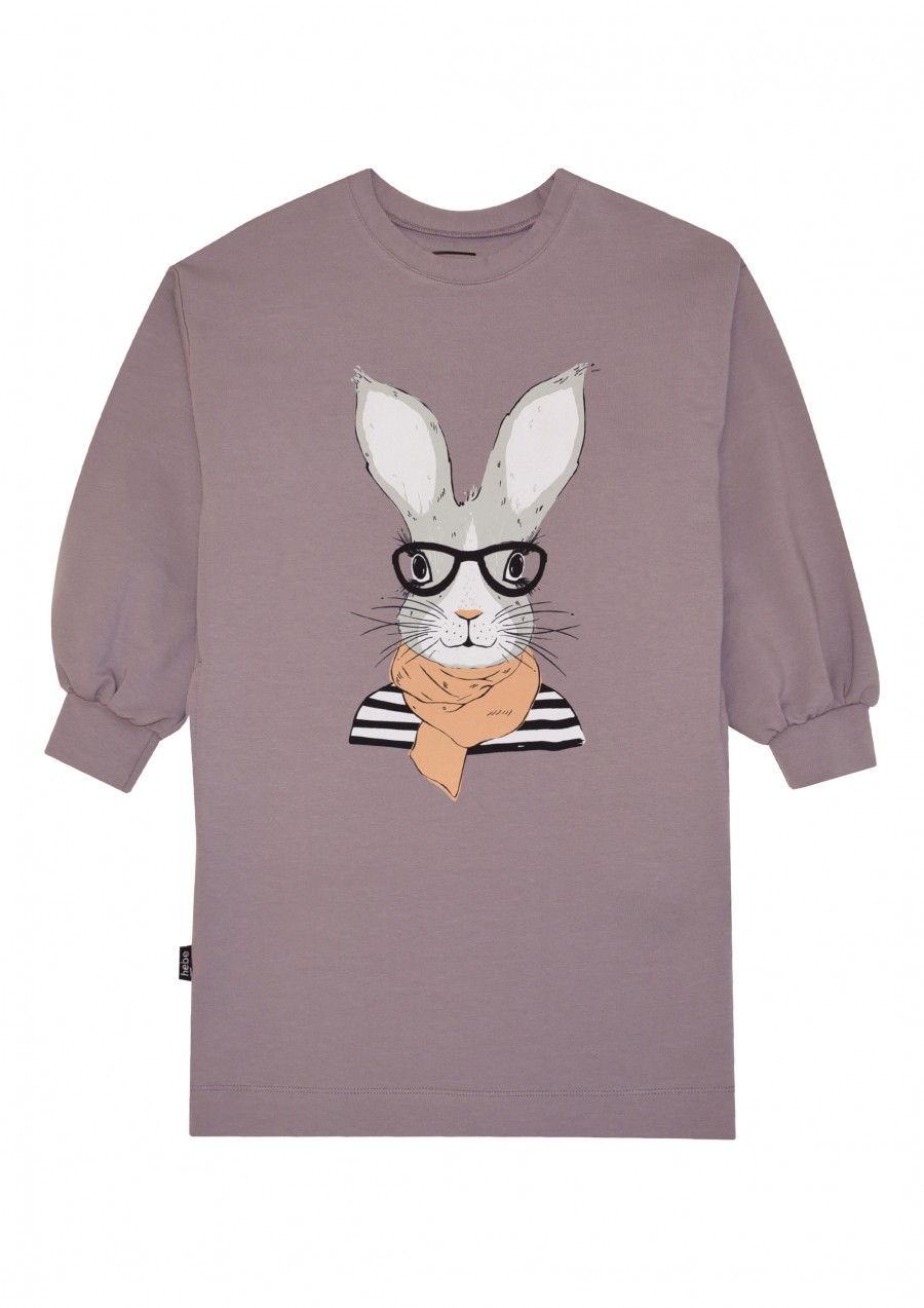 Sweaterdress gray with Easter bunny E21032