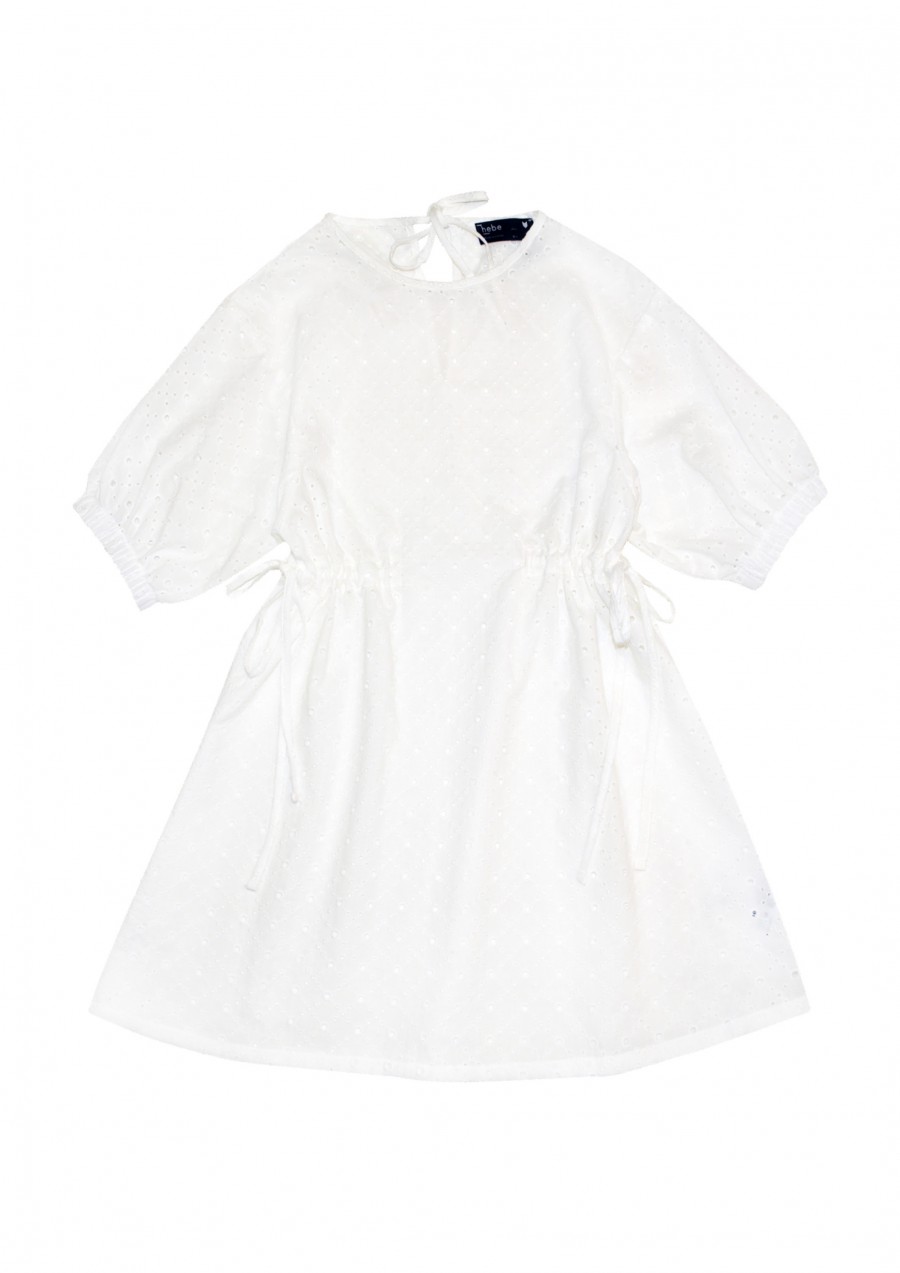 Dress white cotton lace with sleeves for female (with full lining) SS24516