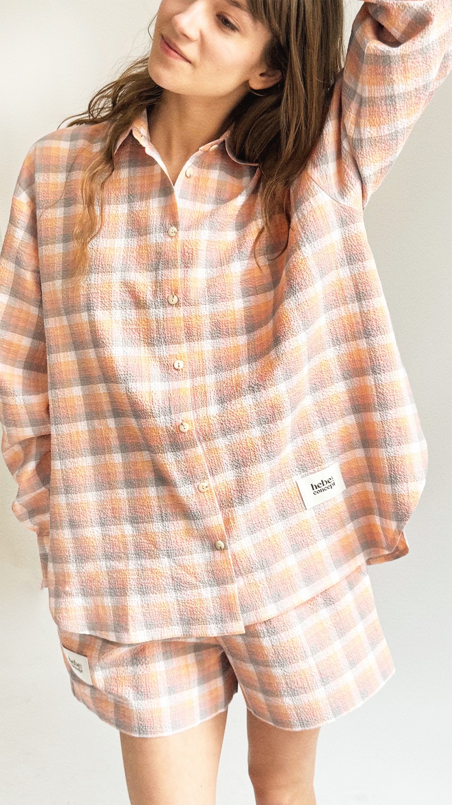 Shorts pink and peach checkered 0103_S25369
