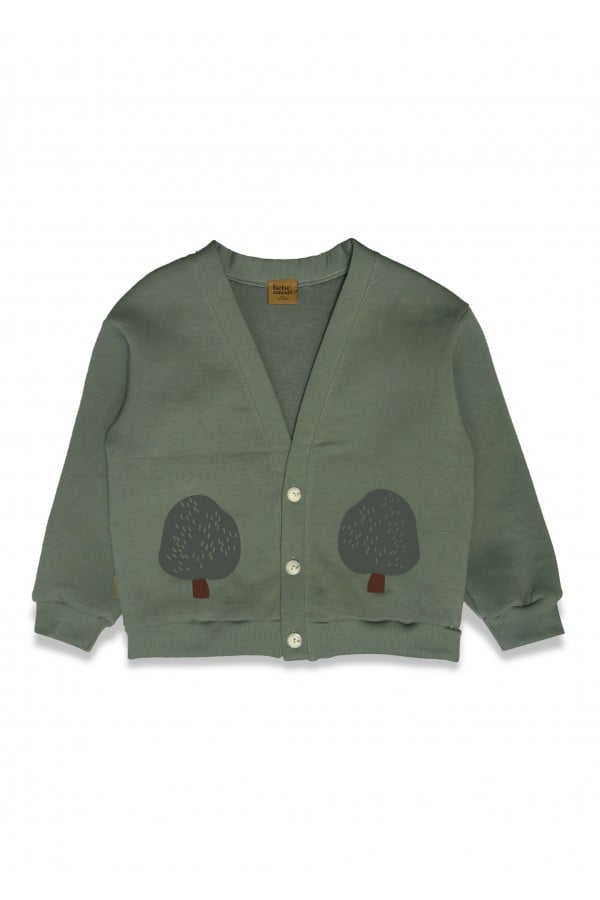 Jacket with tree placment print olive green 0331_F25284