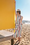 Wrap dress with summer stripes for female SS23323